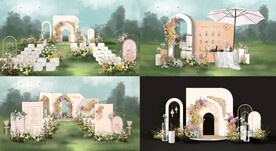 粉香槟户外婚礼效果图