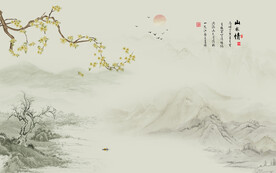 新中式花鸟画背景墙