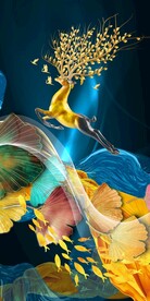 发财鹿银杏叶玄关