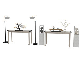 中式装饰茶桌3d模型