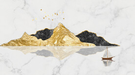 大理石纹装饰画 新中式山水画
