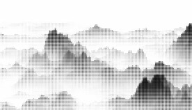 激光镂空水墨山水画半调挂网