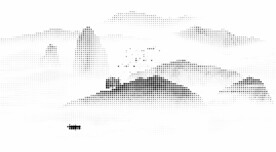 激光镂空水墨山水画半调挂网