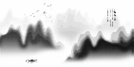 激光镂空水墨山水画半调挂网