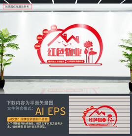 红色物业文化墙