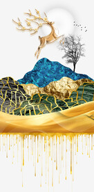 轻奢装饰画 山水麋鹿