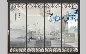 高清分层透明底推拉门打印图