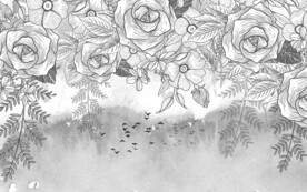 中式牡丹花鸟背景墙