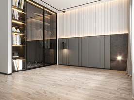 现代极简轻奢卧室场景效果图