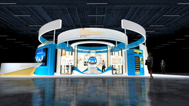 三面开圆形展台模型