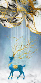 轻奢装饰画 线条麋鹿