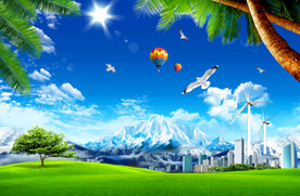 蓝天白云雪山草原