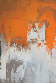 橙色轻奢手绘抽象油画装饰画