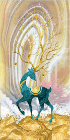 轻奢装饰画 圆圈 麋鹿