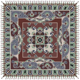 莫高窟壁画四瓣莲花纹藻井图案