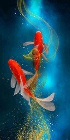 轻奢装饰画 弧线 金鱼