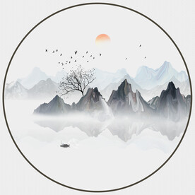 圆形山水画