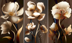 轻奢装饰画 三联画 花朵