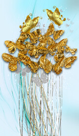 轻奢装饰画 三联画 蝴蝶