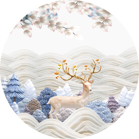 轻奢装饰画 山水麋鹿