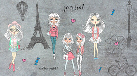 卡通时尚女孩背景墙