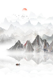 竖幅山水画