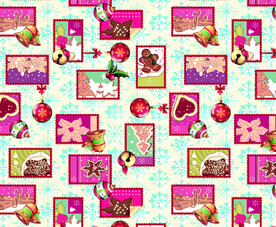 数码印花 圣诞花型 面料印花图