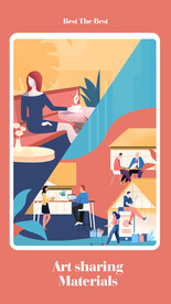 社交人物扁平风插画