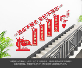 退役军人服务站楼梯文化墙