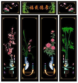 高清分层透明底推拉门打印图一套