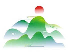 中式山纹祥云纹中国风水墨山水