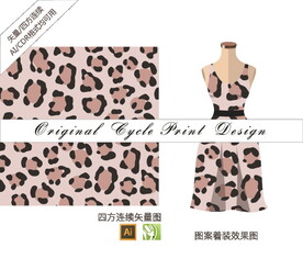 矢量手绘野性豹纹花纹印花图案