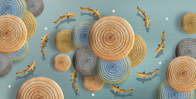 轻奢装饰画 轮盘 金鱼