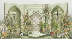 牛油果绿欧式摩洛哥婚礼迎宾区