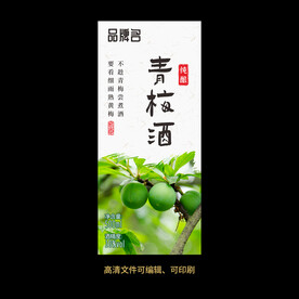 青梅酒果酒酒标设计酒瓶贴标签