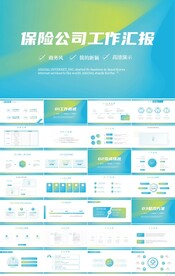蓝色大气保险公司工作总结PPT