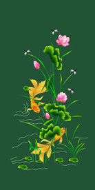 高清精细分层荷花鲤鱼图