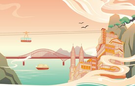 手绘重庆 洪崖洞 桥都