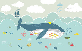 可爱卡通海底世界儿童房背景墙