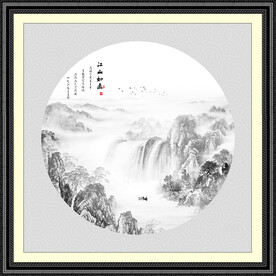 圆形水墨画