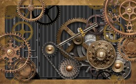 复古工业风机械齿轮背景墙壁画
