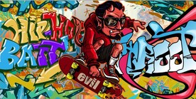 嘻哈小子街头涂鸦背景墙