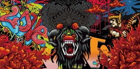 东南亚牛头怪物LOVE涂鸦背景