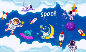 卡通宇航员背景墙