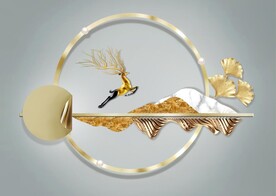 轻奢装饰画 山水麋鹿