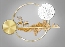 轻奢装饰画 山水麋鹿