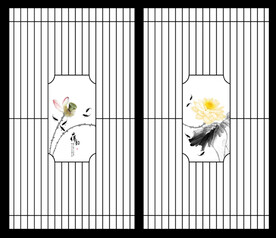 高清分层透明底推拉门打印图
