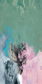 绿粉色抽象色块笔触拼接油画玄关