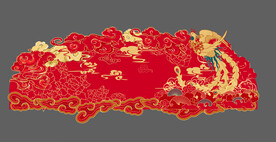 中式红金色祥云背景