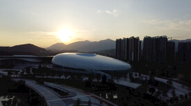 清远奥林匹克体育中心黄昏日落航